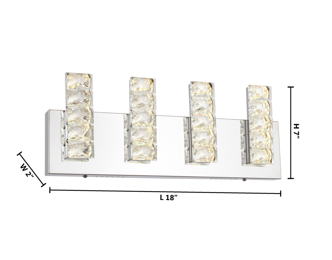 LED Wall Sconce with Clear Crystal Plaques and Chrome Frame by Bethel - view 5
