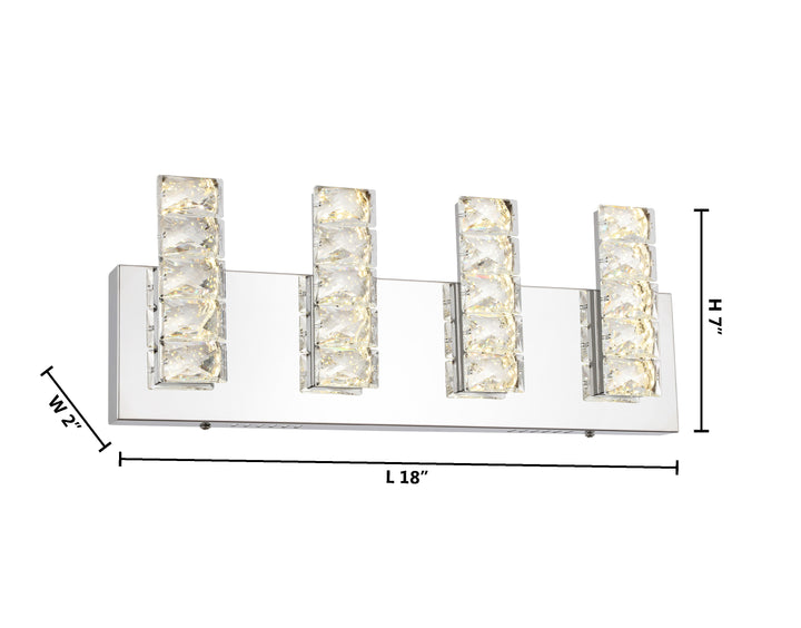 LED Wall Sconce with Clear Crystal Plaques and Chrome Frame by Bethel - view 5