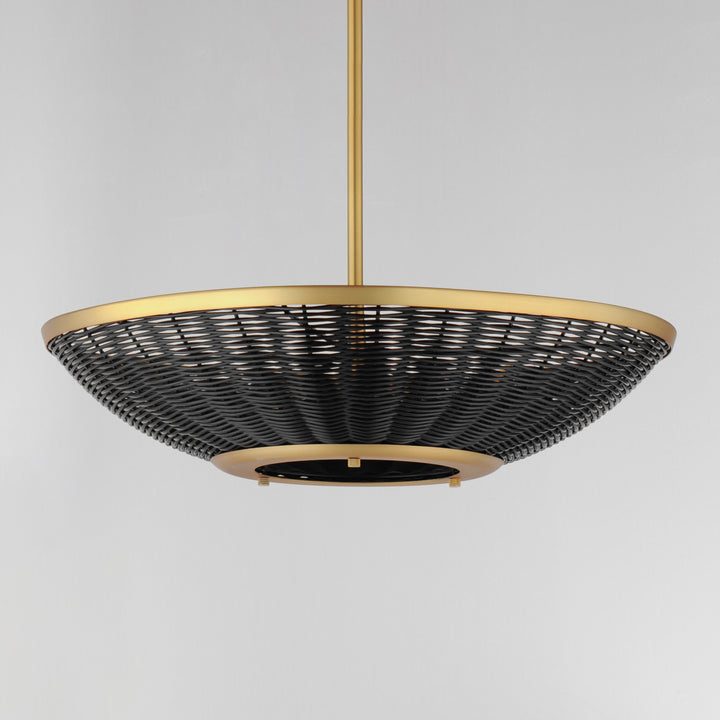 Rattan 20" 3-Light Pendant Brass / Natural Aged Brass alternate view