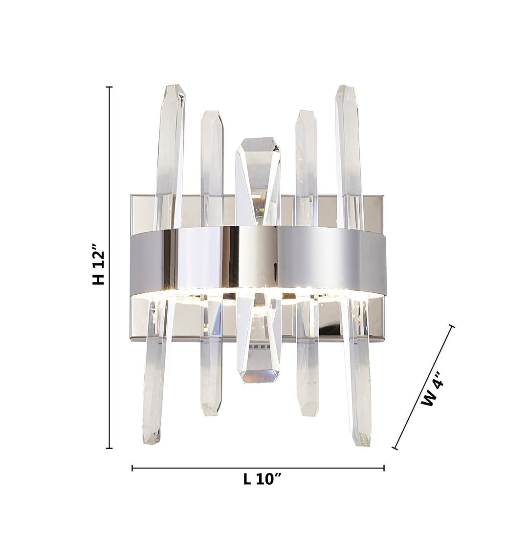 Stainless Steel Frame LED Wall Sconce with Clear Crystals by Bethel - view 5