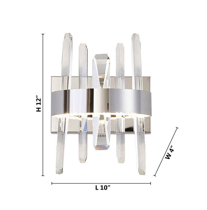 Stainless Steel Frame LED Wall Sconce with Clear Crystals by Bethel - view 5