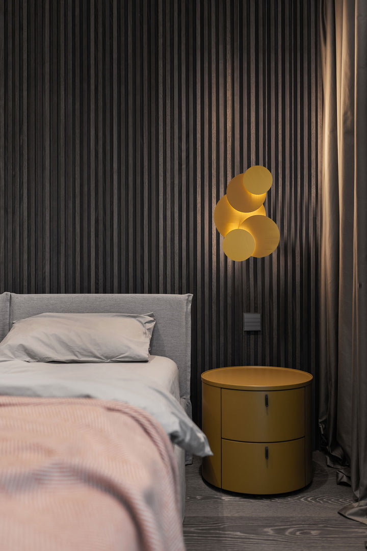 Brass LED Wall Sconce with Round Stacked Plates by Bethel - view 4