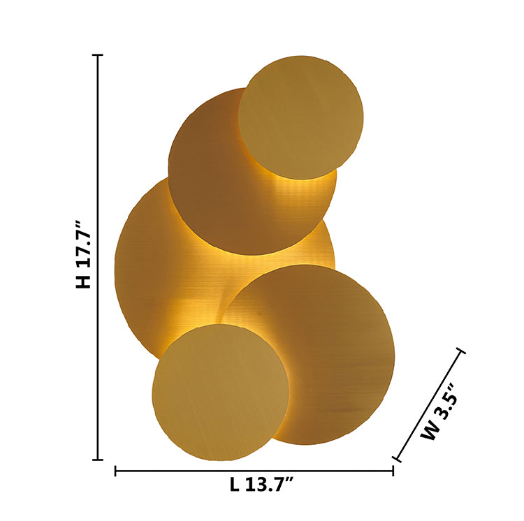 Brass LED Wall Sconce with Round Stacked Plates by Bethel - view 5