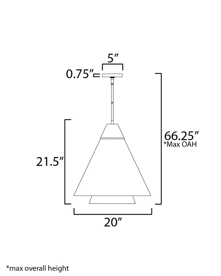 Sumatra 20" Pendant dimensions diagram