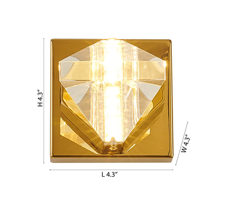Clear Triangular Crystal Wall Sconce with Brass Iron Frame by Bethel - view 4
