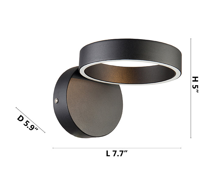 Sand Black Frame LED Wall Sconce with Ring Head by Bethel - view 8