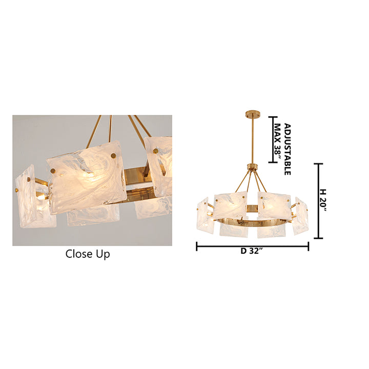 Gold Plated Chandelier with White Stained Glass Shades by Bethel - view 11