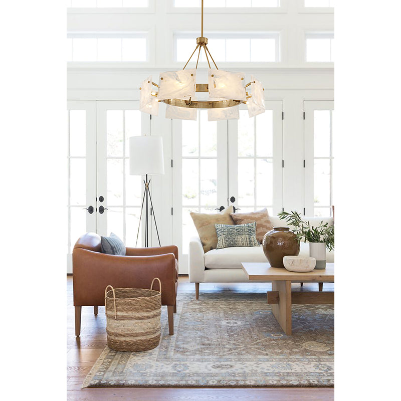 Gold Plated Chandelier with White Stained Glass Shades by Bethel - view 12