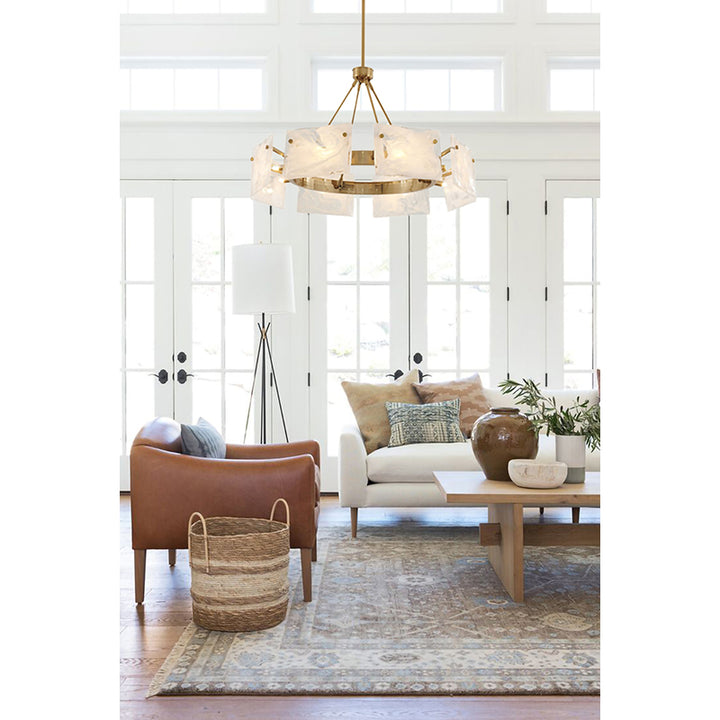 Gold Plated Chandelier with White Stained Glass Shades by Bethel - view 12