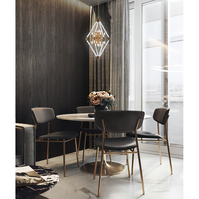Clear Acrylic Arm Diamond Shaped Chandelier with Antique Gold Metal Frame by Bethel - view 5