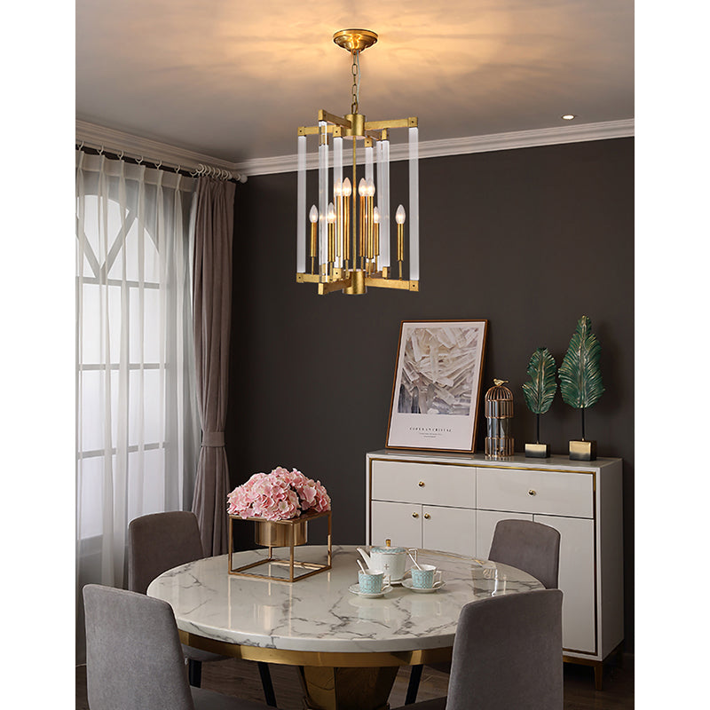 Antique Gold Metal Frame Ceiling Fixture with Clear Acrylic Arms by Bethel - view 5