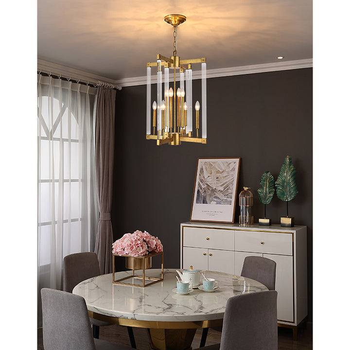 Antique Gold Metal Frame Ceiling Fixture with Clear Acrylic Arms by Bethel - view 5