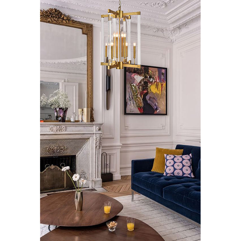 Antique Gold Metal Frame Ceiling Fixture with Clear Acrylic Arms by Bethel - view 6