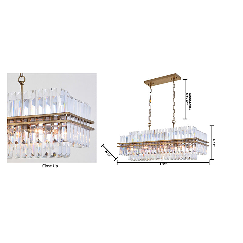 Two Tier Clear Crystal Chandelier with Antique Gold Metal Frame by Bethel - view 4