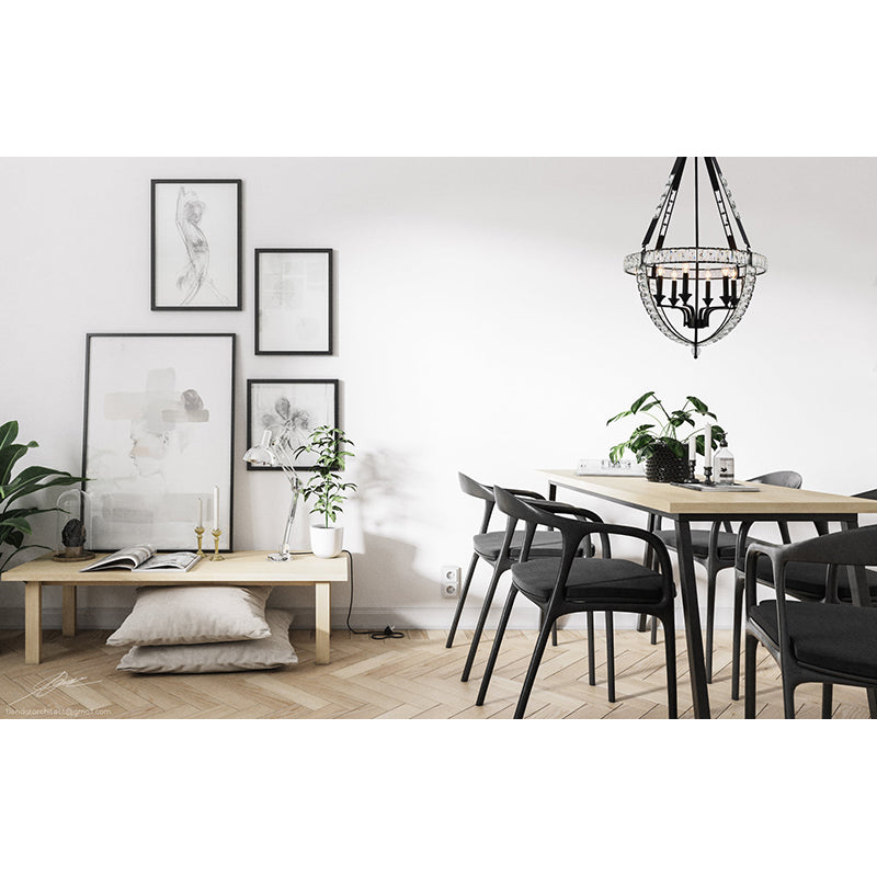 Basket Frame Chandelier with Clear Crystals Embedded Throughout by Bethel - view 4