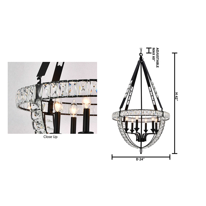 Basket Frame Chandelier with Clear Crystals Embedded Throughout by Bethel - view 5