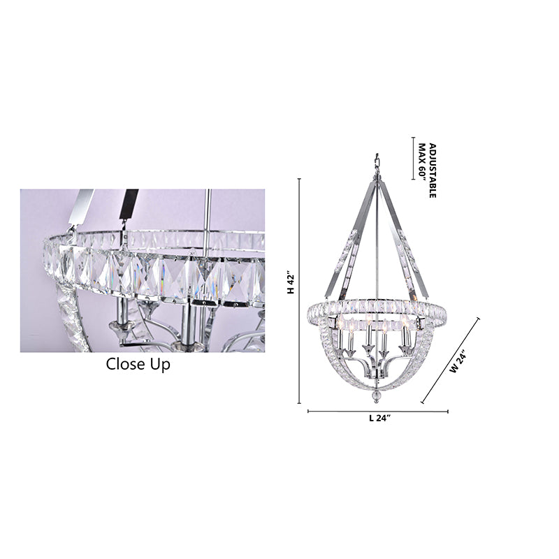 Basket Frame Chandelier with Clear Crystals Embedded Throughout by Bethel - view 11