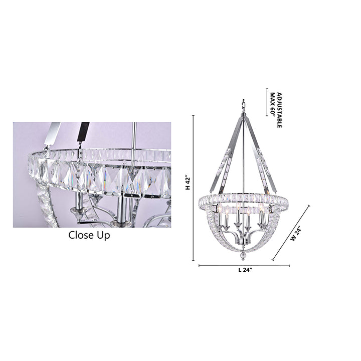 Basket Frame Chandelier with Clear Crystals Embedded Throughout by Bethel - view 11