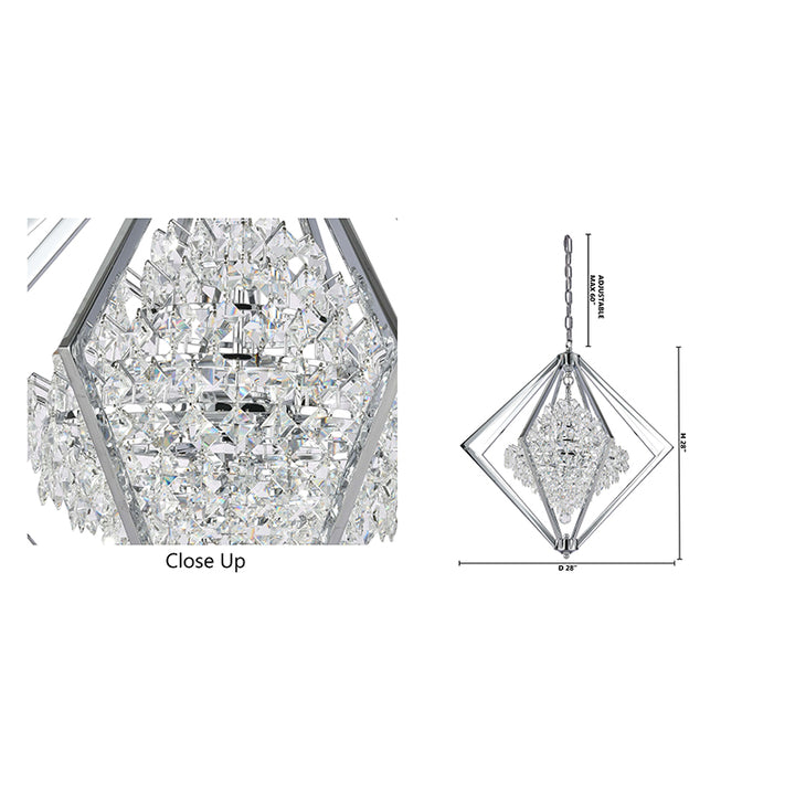 Metal Diamond Cage Chandelier with Clear Hanging Crystals by Bethel - view 11