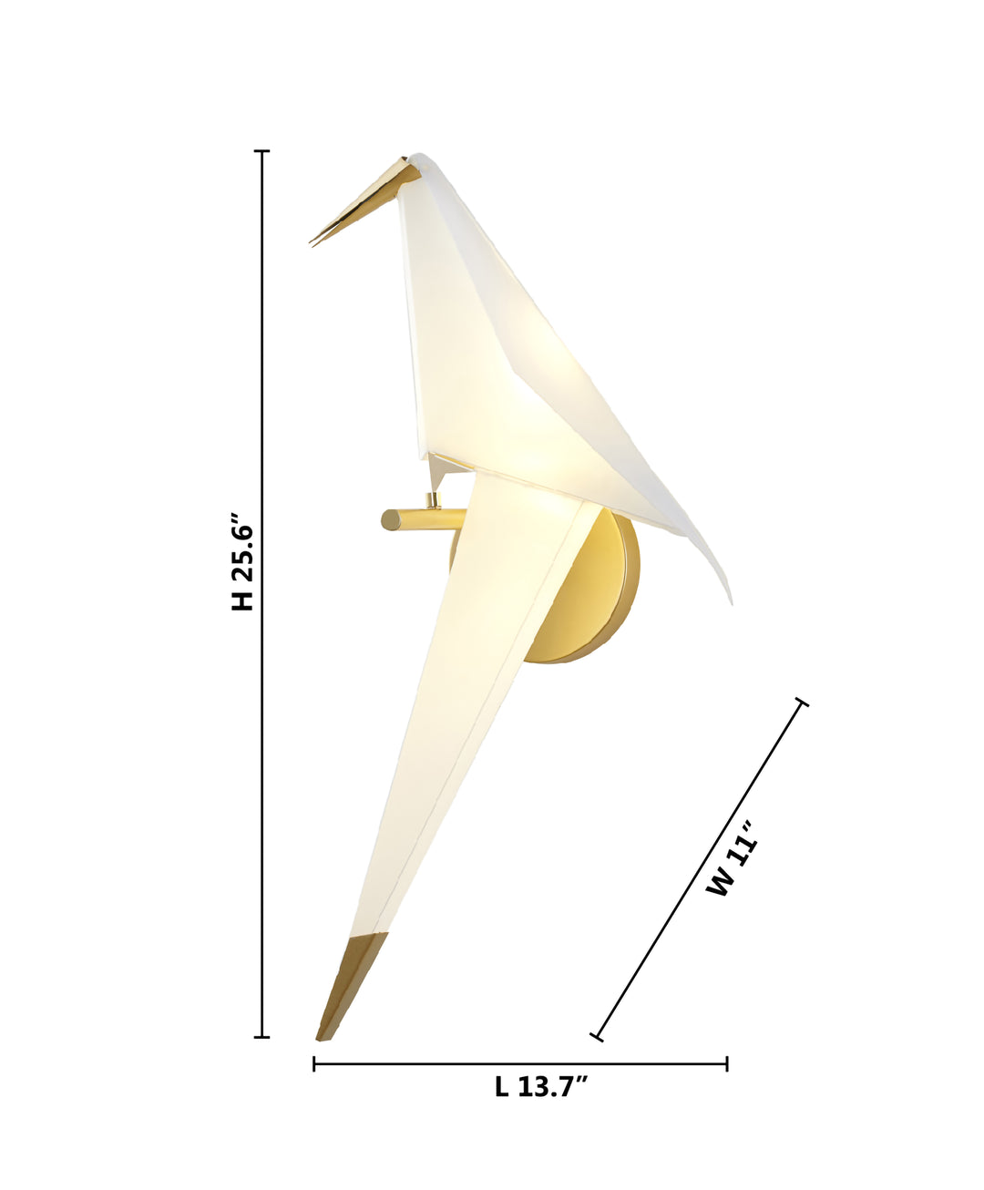 Gold Carbon Steel Frame with White Plastic Bird LED Wall Sconce Bird by Bethel - view 6