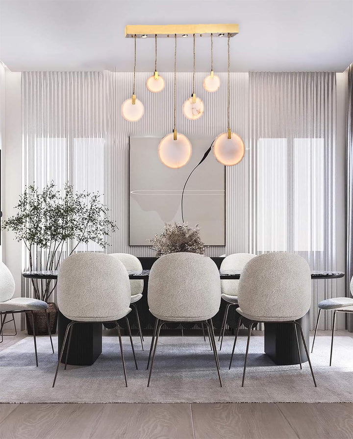 Stainless Steel Rectangular Frame LED Chandelier with Spanish Alabaster Pendants by Bethel - view 8