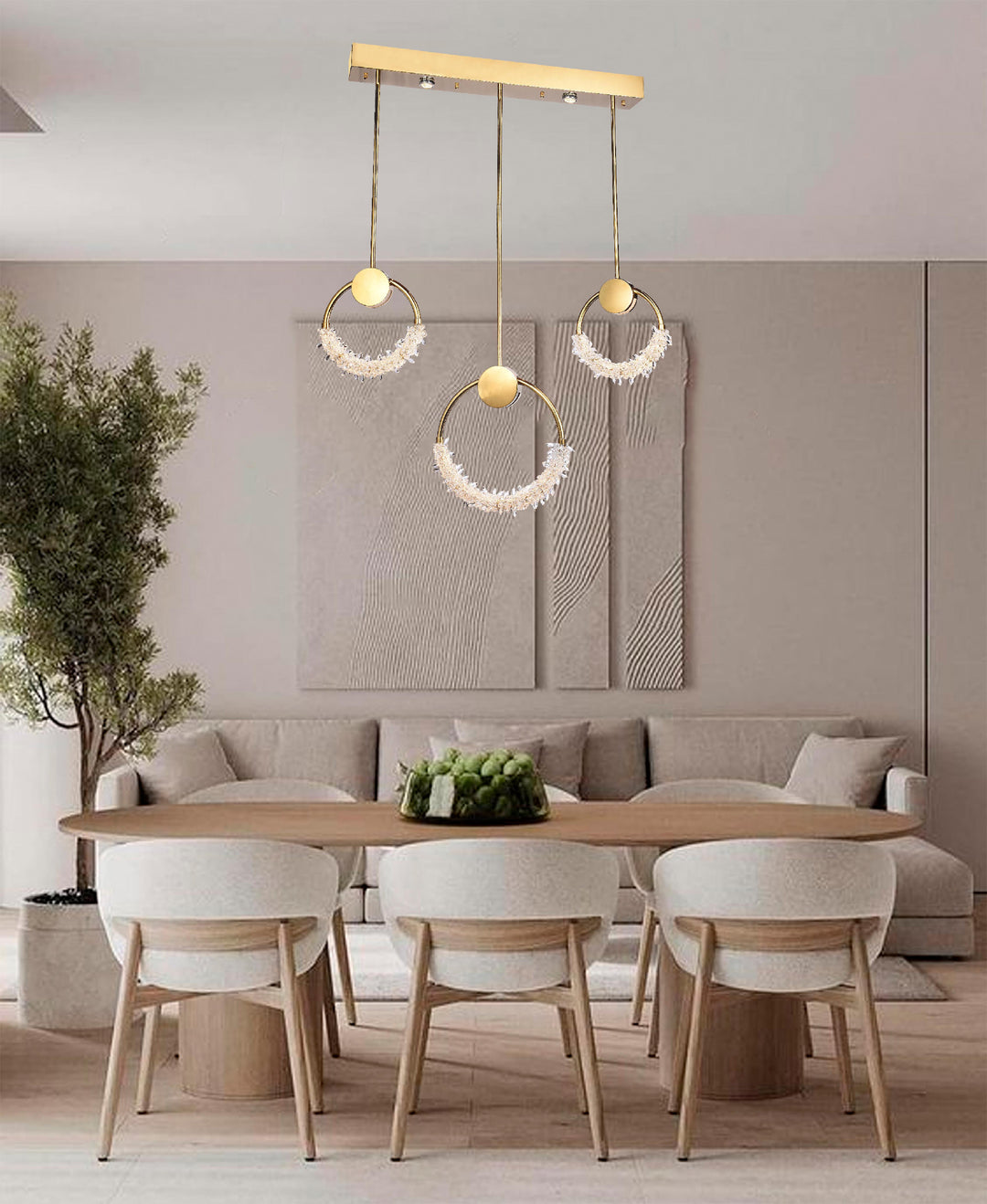 Stainless Steel Rectangular Frame LED Chandelier with Clear Crystal Beading by Bethel - view 8