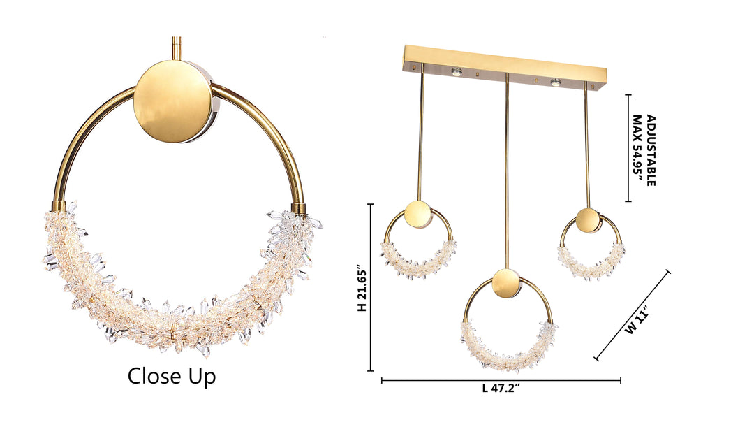 Stainless Steel Rectangular Frame LED Chandelier with Clear Crystal Beading by Bethel - view 9