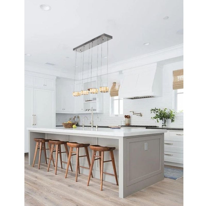 Chrome Frame Island LED Light with Clear Crystal Pendants by Bethel - view 4
