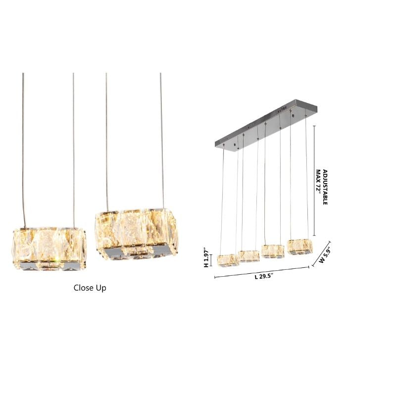 Chrome Frame Island LED Light with Clear Crystal Pendants by Bethel - view 6