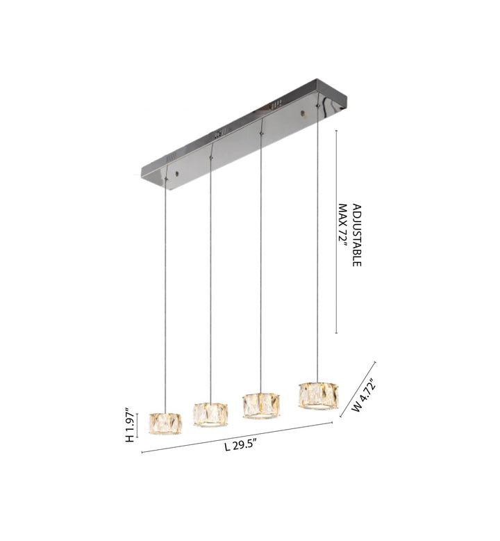 Chrome Metal Frame LED Island Light with Clear Crystal Hanging Pendants (GL320) by Bethel - view 2