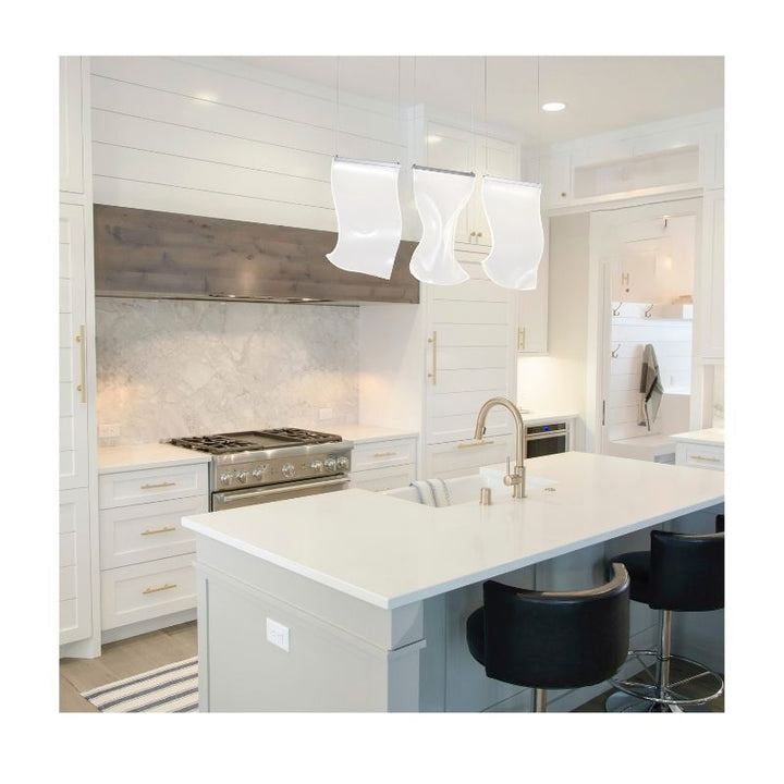 Three Light Acrylic Crumbled Sheet Pendant Island Light with Hardware by Bethel - view 8