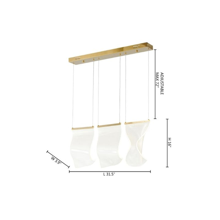 Three Light Acrylic Crumbled Sheet Pendant Island Light with Hardware by Bethel - view 10