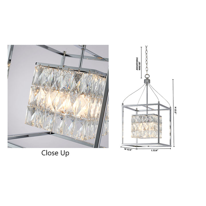 Metal Frame Chandelier with Clear Hanging Crystals (LA11) by Bethel - view 18