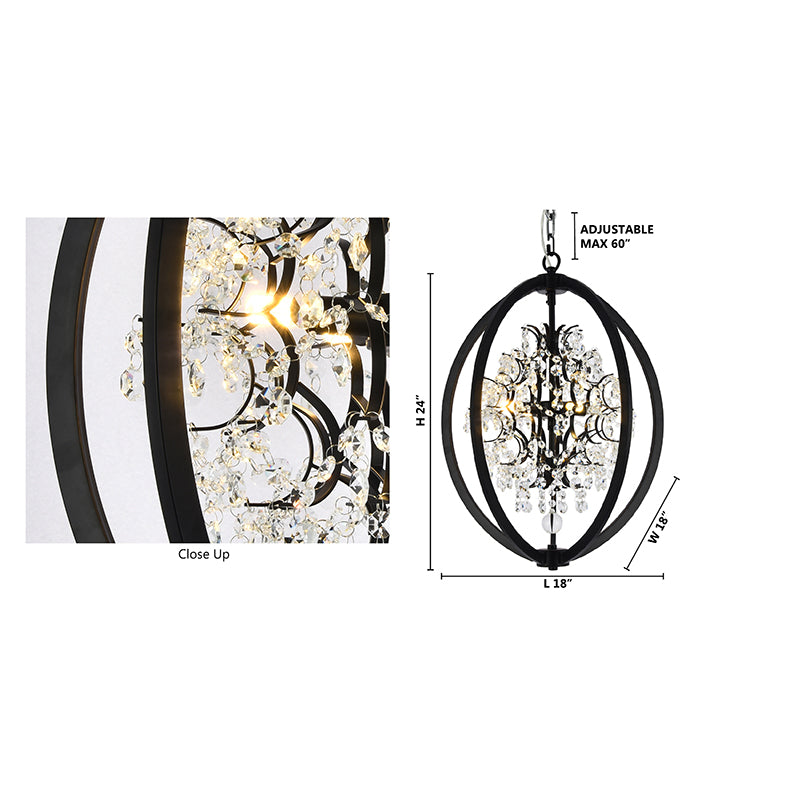 Metal Cage Chandelier with Clear Hanging Beaded Crystals by Bethel - view 14