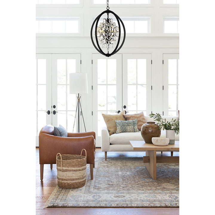 Metal Cage Chandelier with Clear Hanging Beaded Crystals by Bethel - view 16