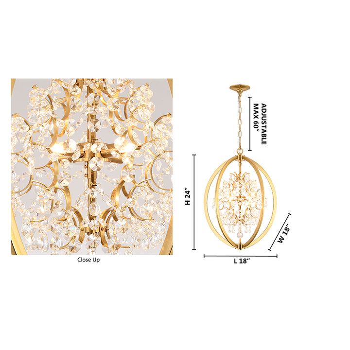 Metal Cage Chandelier with Clear Hanging Beaded Crystals by Bethel - view 8
