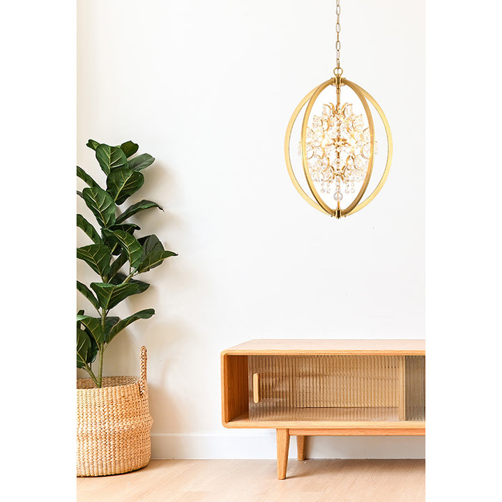 Metal Cage Chandelier with Clear Hanging Beaded Crystals by Bethel - view 10