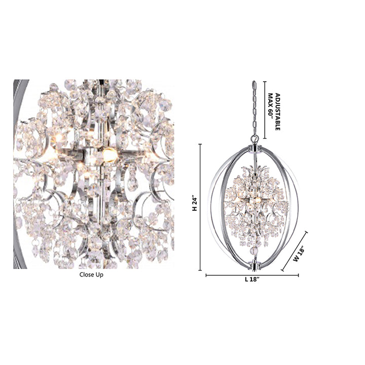 Metal Cage Chandelier with Clear Hanging Beaded Crystals by Bethel - view 21
