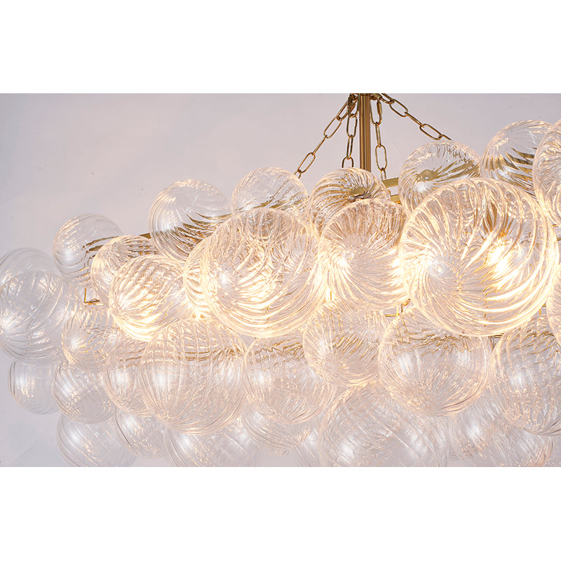 Brass Frame Chandelier with Clear Glass Swirl Shades by Bethel - view 4