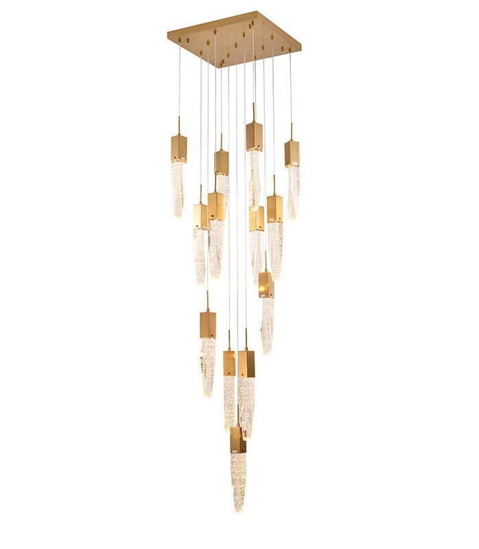 Gun Metal Frame Chandelier with Clear Bubble Crystal Pendants in Gold by Bethel