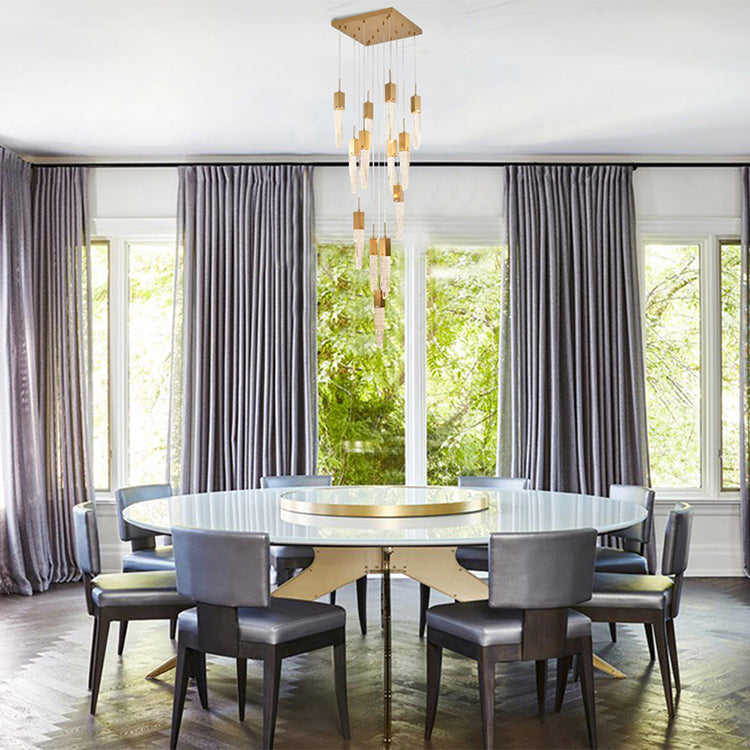 Gun Metal Frame Chandelier with Clear Bubble Crystal Pendants by Bethel - view 44