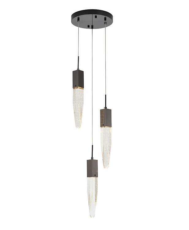 Gun Metal Frame Chandelier with Clear Bubble Crystal Pendants in Black by Bethel