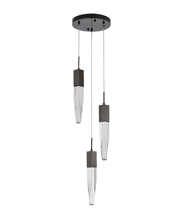 Gun Metal Frame Chandelier with Clear Bubble Crystal Pendants by Bethel - view 3