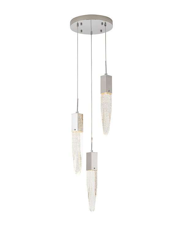 Gun Metal Frame Chandelier with Clear Bubble Crystal Pendants in Chrome by Bethel