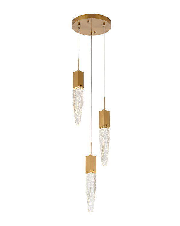 Gun Metal Frame Chandelier with Clear Bubble Crystal Pendants in Gold by Bethel