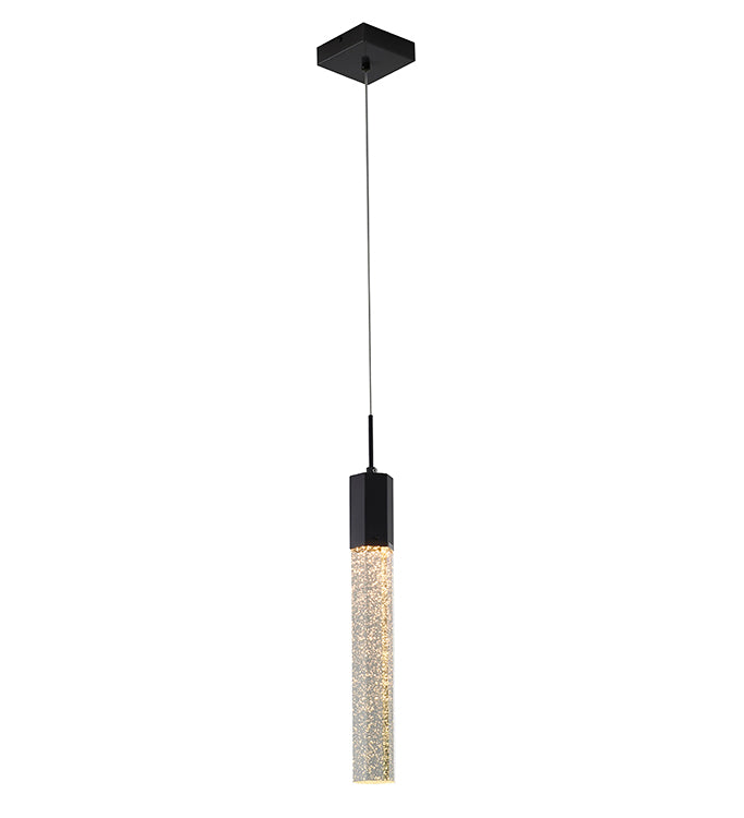 Clear Hexagon Bubble Crystal Pendant Light with Hardware in Black by Bethel