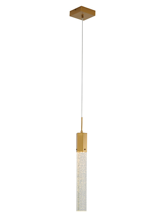 Clear Hexagon Bubble Crystal Pendant Light with Hardware in Gold by Bethel
