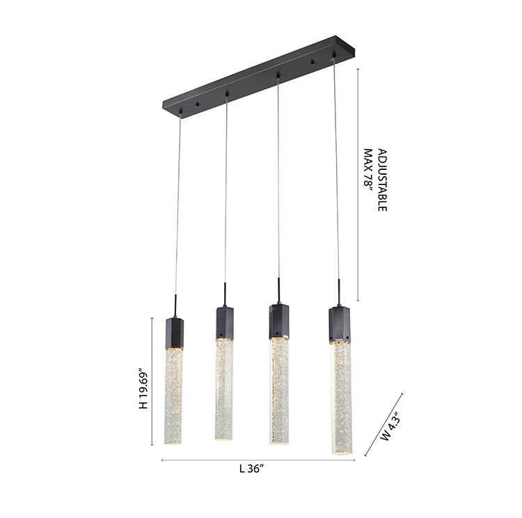 Frame Island Light with Clear Hexagon Bubble Hanging Crystal Pendants by Bethel - view 7