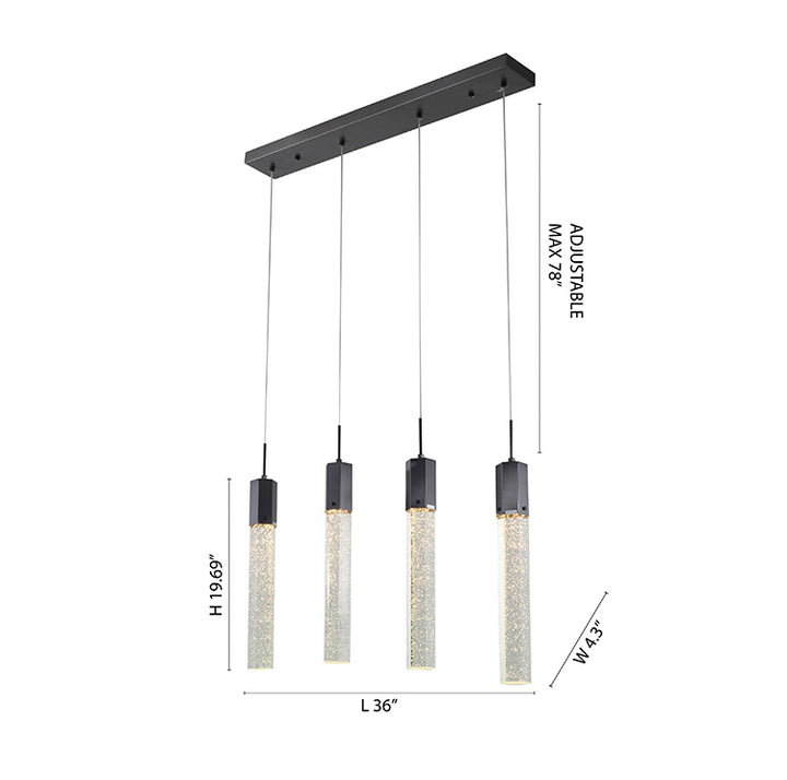 Frame Island Light with Clear Hexagon Bubble Hanging Crystal Pendants by Bethel - view 7