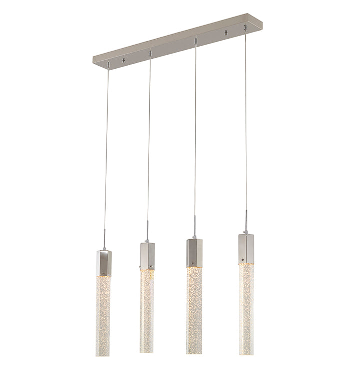 Frame Island Light with Clear Hexagon Bubble Hanging Crystal Pendants in Chrome by Bethel